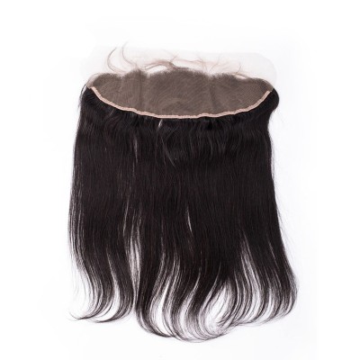 Pre plucked peruvian straight 13x4" virgin human hair lace frontal closure with natural black