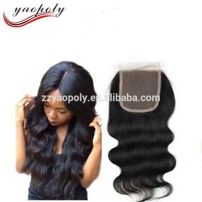 YAO POLY 1B Color 100% human hair 4*4 inch body wave lace closure with baby hair