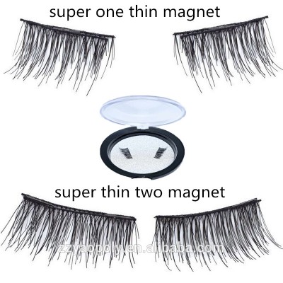 top quality new thin magnet eyelashes full eye invisible one / two magnetic false eyelashes with package