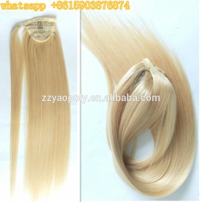 high quality 613 blonde invisible hook and look brazilian virgin human hair drawstring ponytail